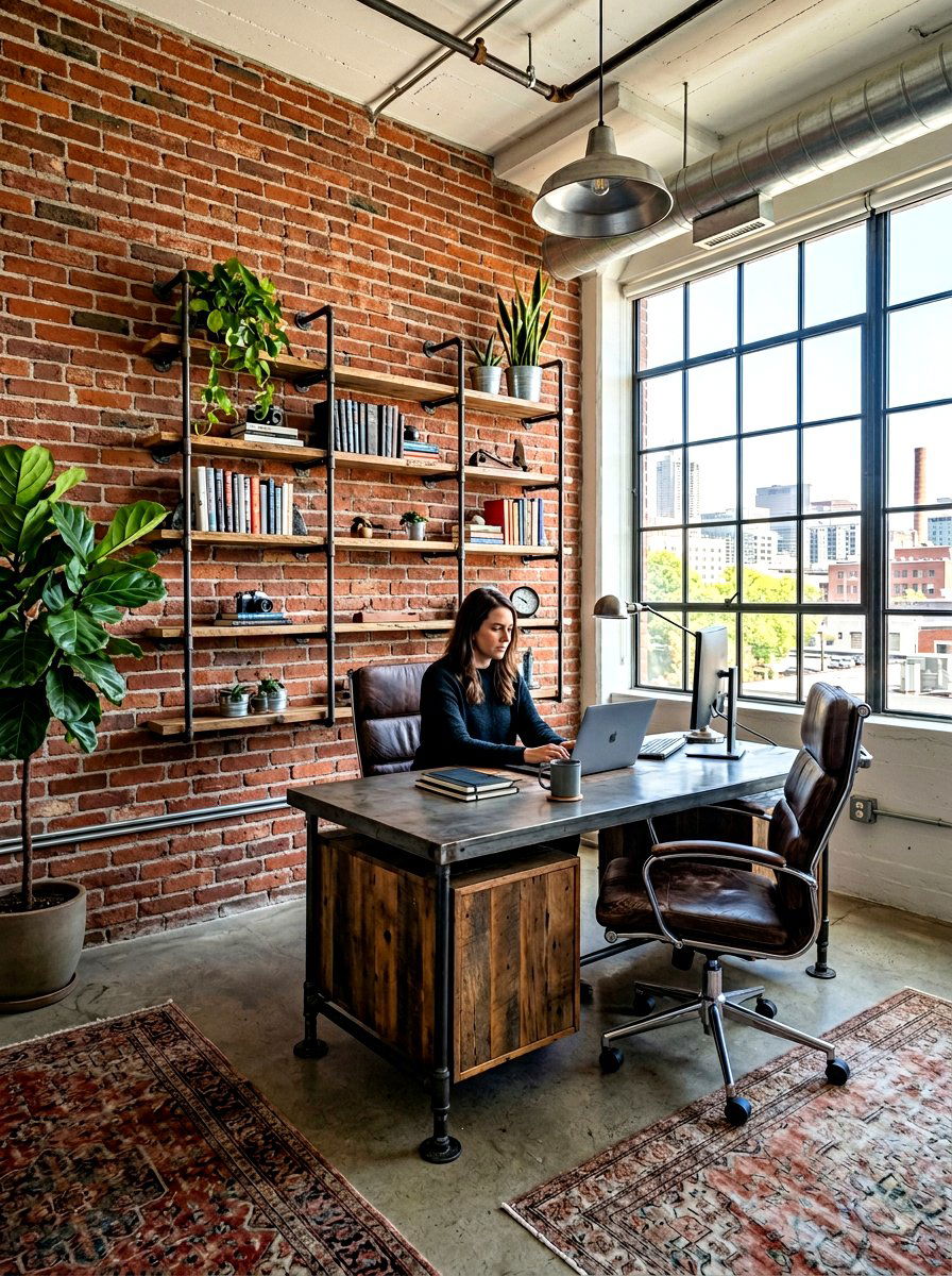 Brick Veneer - 30 home office wall ideas