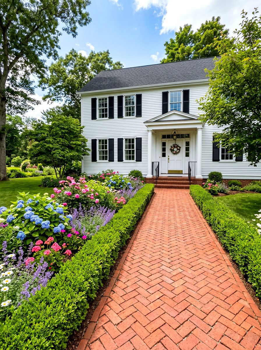 Brick Walkway Entrance - 30 colonial house exterior ideas