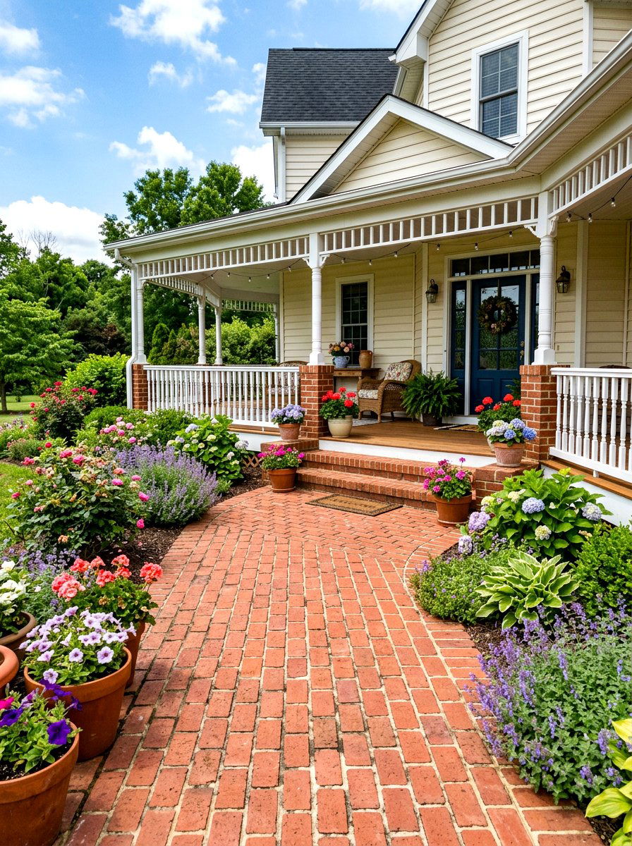 Brick Walkway Near Porch - 30 brick walkway ideas