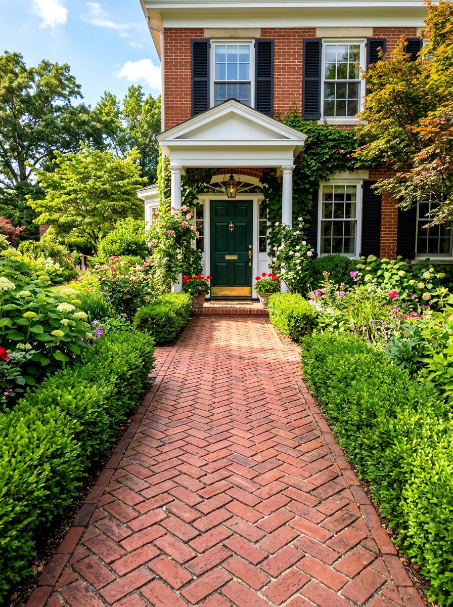 Brick Walkway Pattern - 30 small front yard ideas