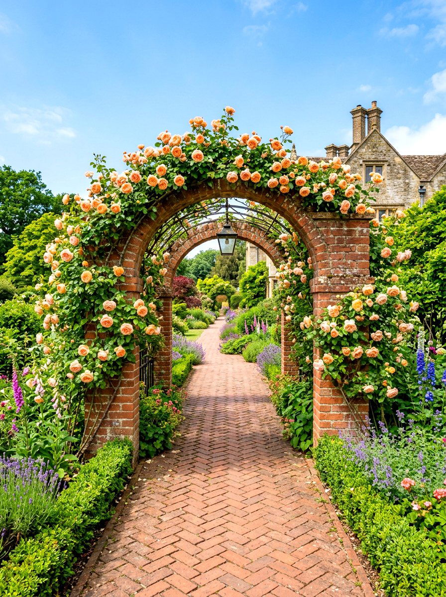 Brick Walkway Rose Arbor - 30 cottage rose arbor ideas