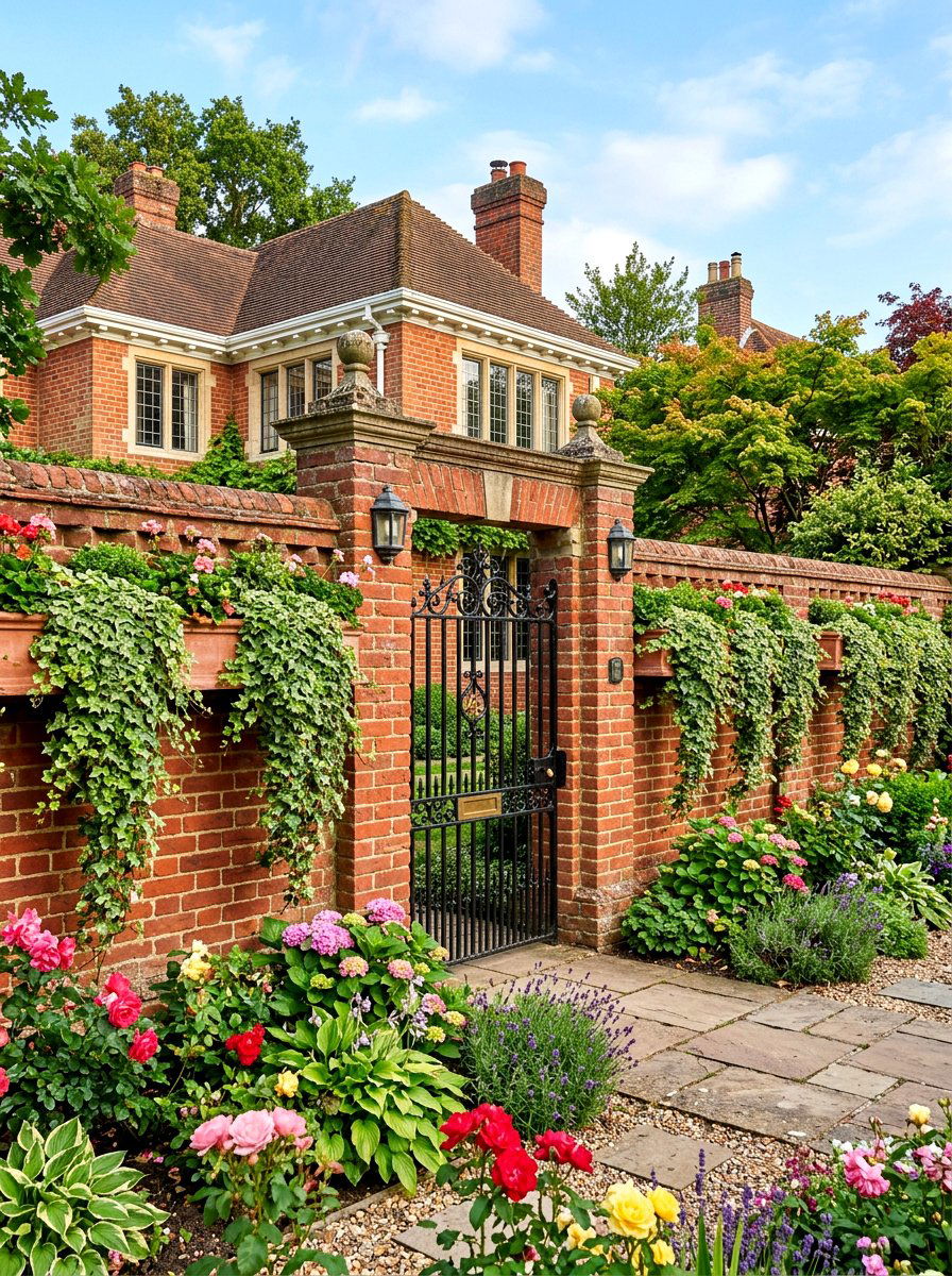 Brick Wall Fence - 30 front yard fence ideas