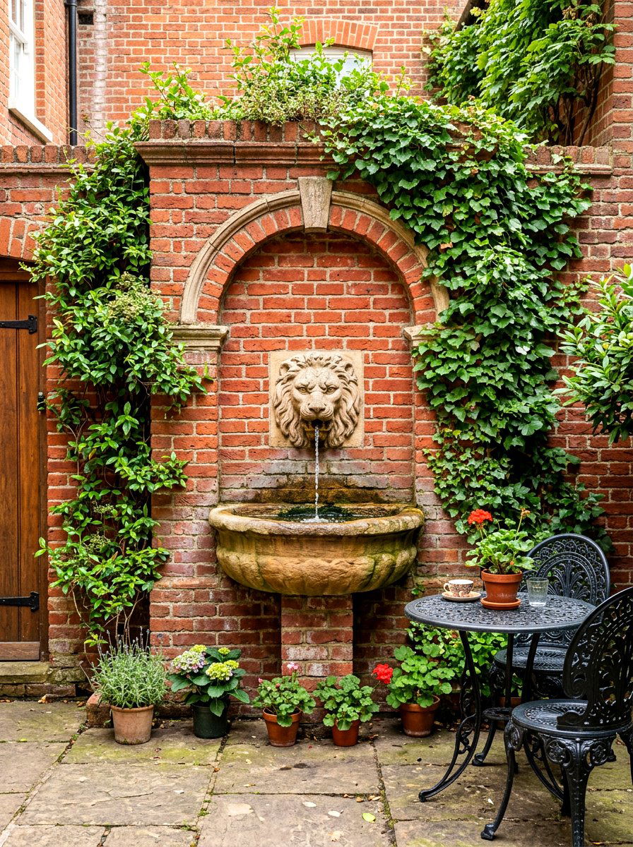 Brick Wall Fountain - 30 backyard water feature ideas