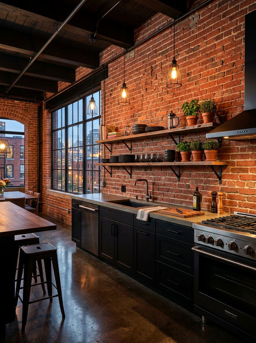 Brick Wall Kitchen - 30 bakery style kitchen ideas