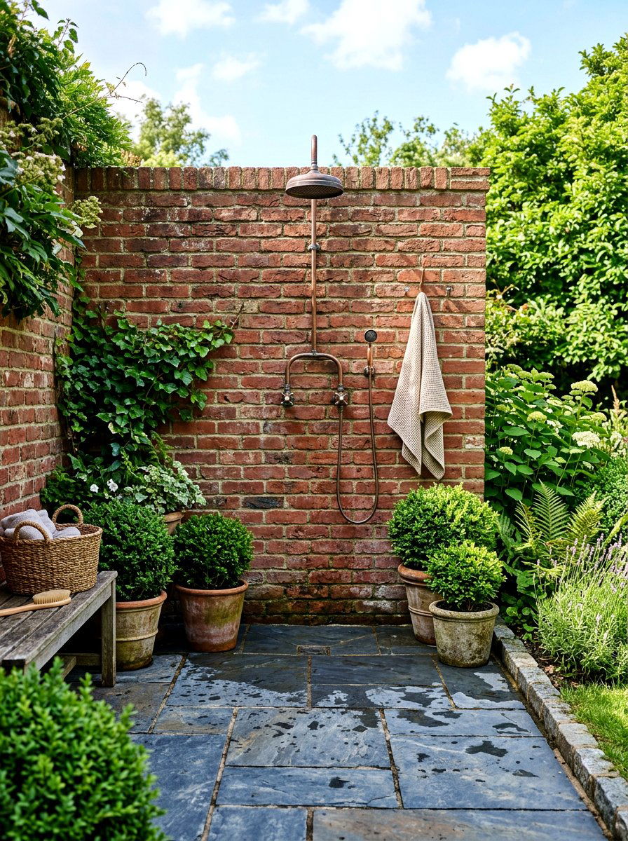 Brick Wall Outdoor Shower - 30 outdoor shower ideas