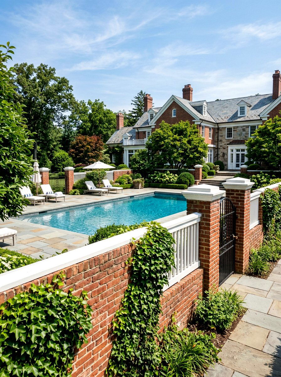 Brick Wall Pool Fence - 30 pool fence ideas