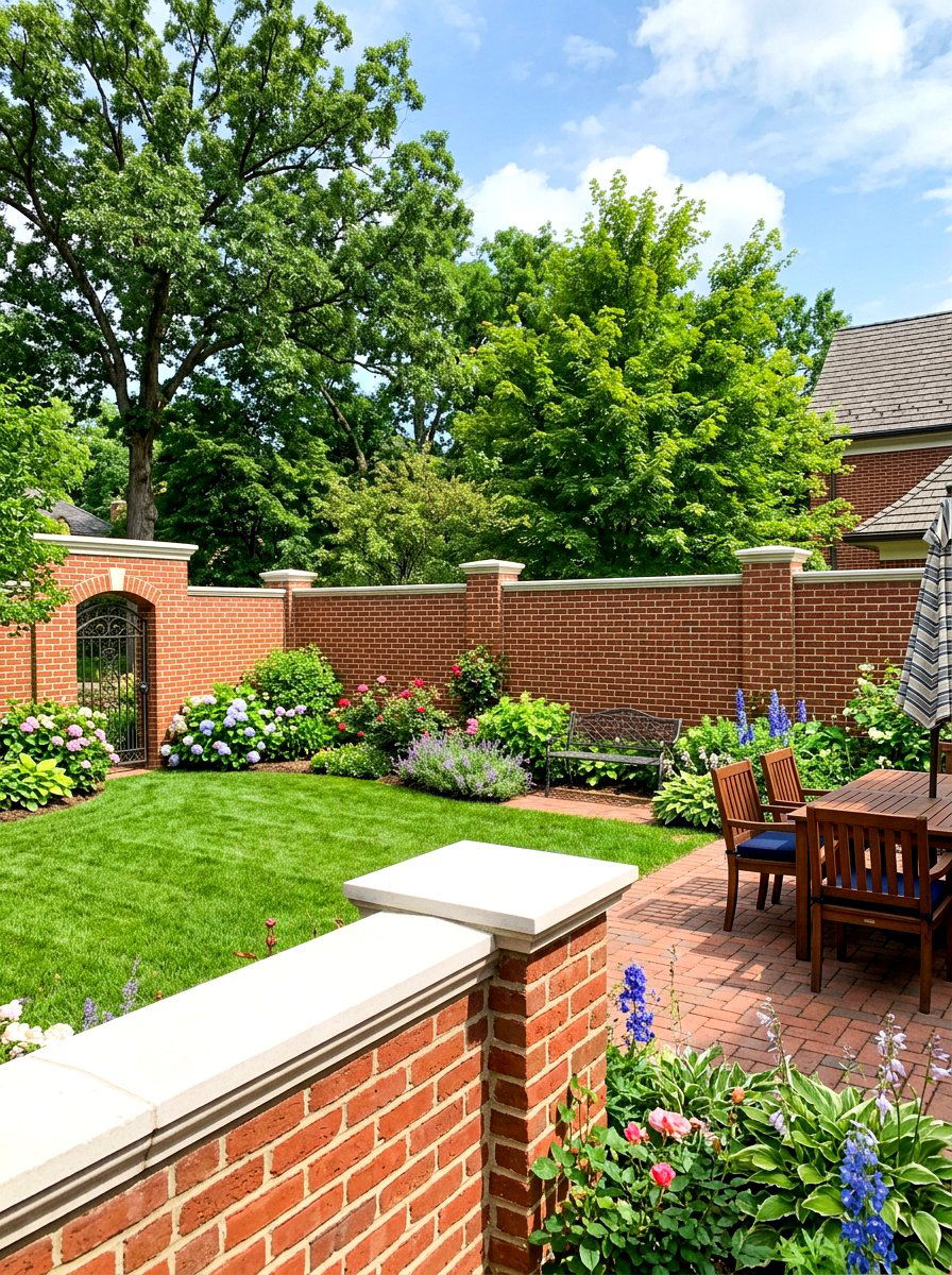 Brick Wall - 30 backyard privacy ideas