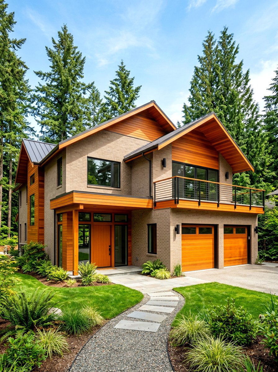 Brick With Cedar Accents - 30 brick house exterior ideas