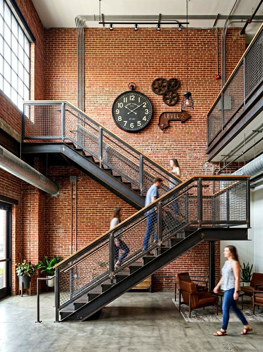 Brick accent wall - 30 staircase wall ideas