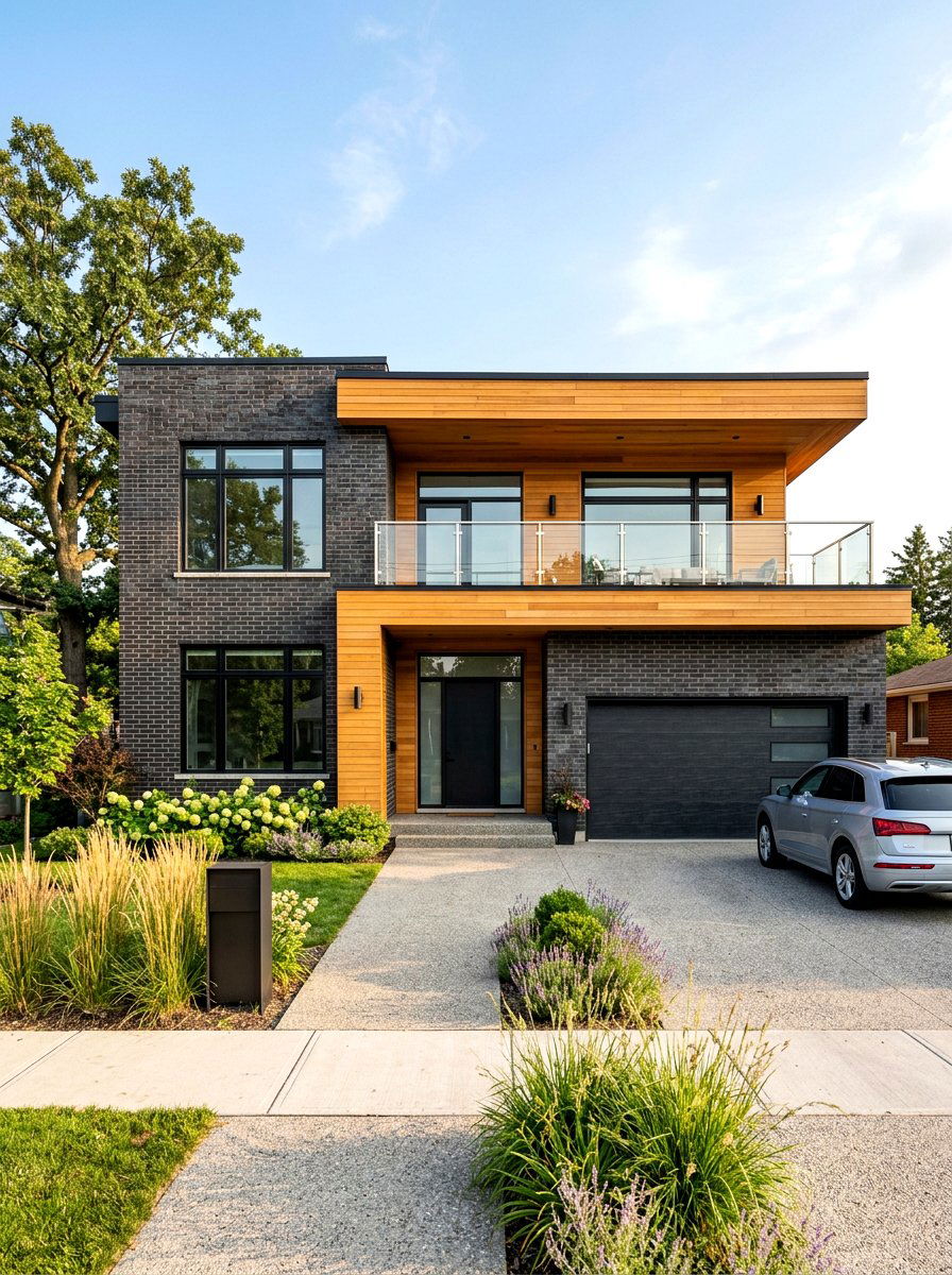 Brick and wood exterior - 30 mixed material facade ideas