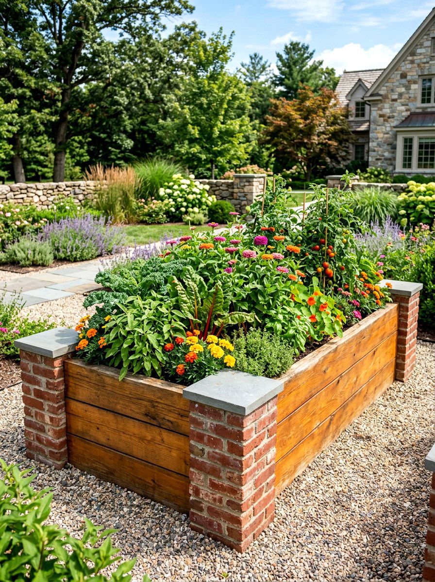 Brick and wood raised bed - 30 brick raised bed ideas