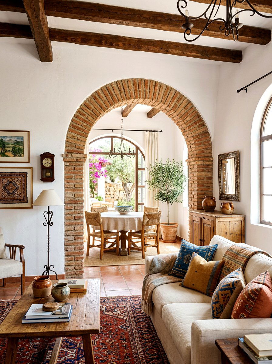 Brick arch living room doorway - 30 exposed brick living room ideas