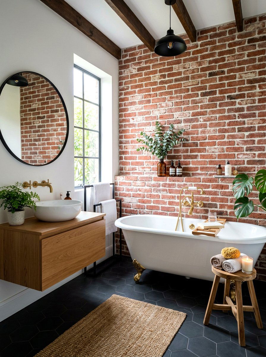 Brick bathroom accent wall - 30 brick accent wall ideas