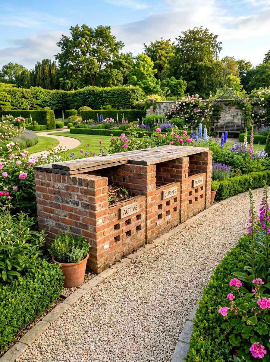 Brick compost bin - 30 compost corner garden ideas