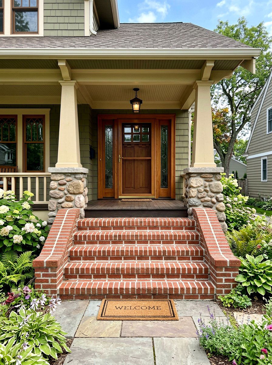 Brick craftsman porch steps - 30 craftsman front porch ideas