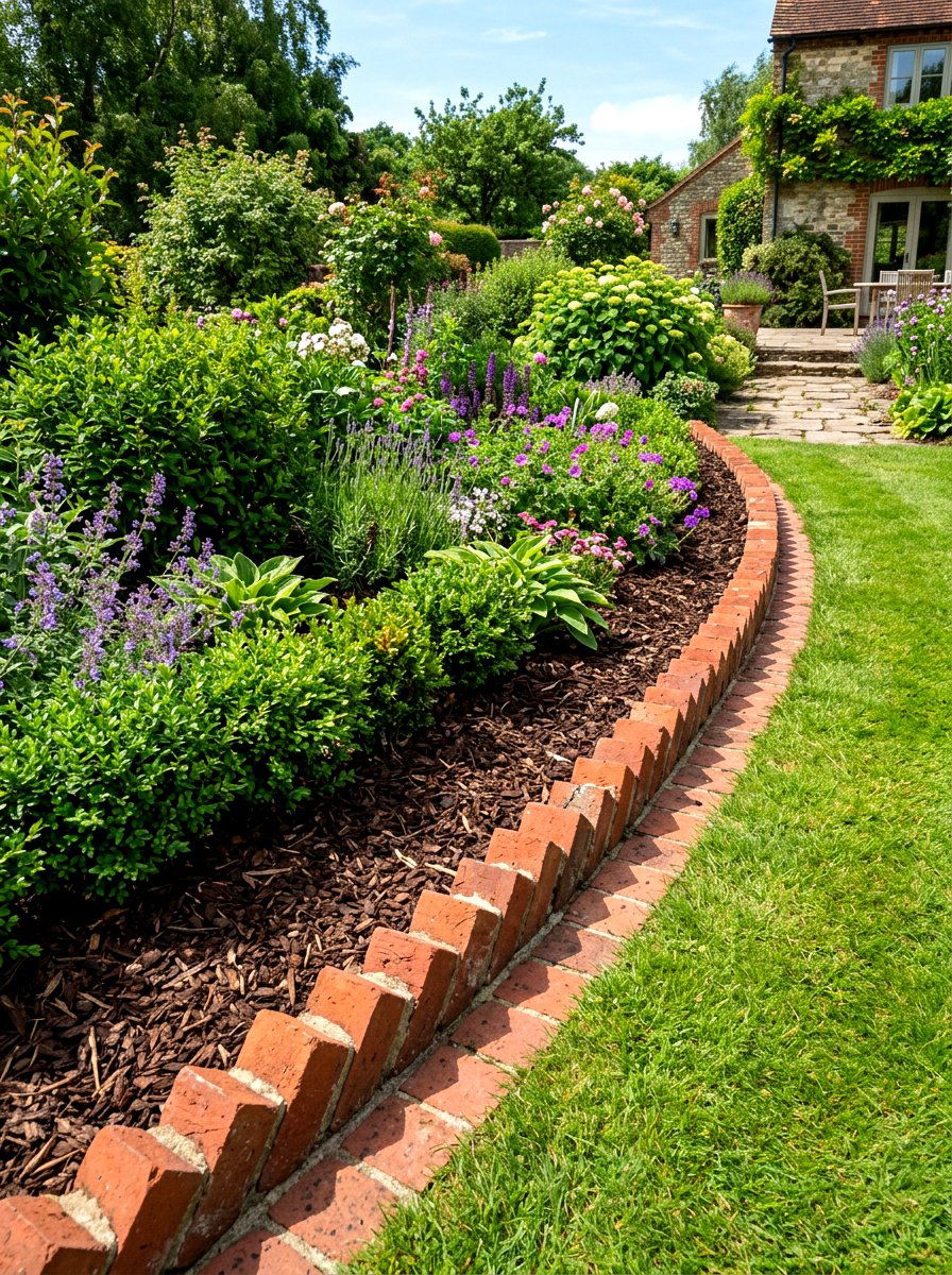 Brick edging flower beds - 30 front yard makeover ideas