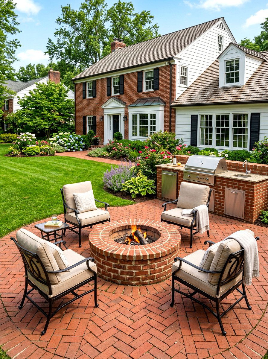 Brick fire pit - 30 fire pit lounge ideas