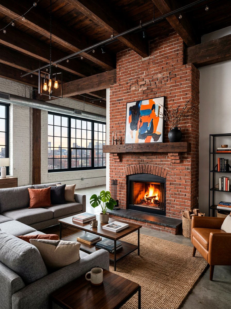 Brick fireplace - 30 living room fireplace ideas