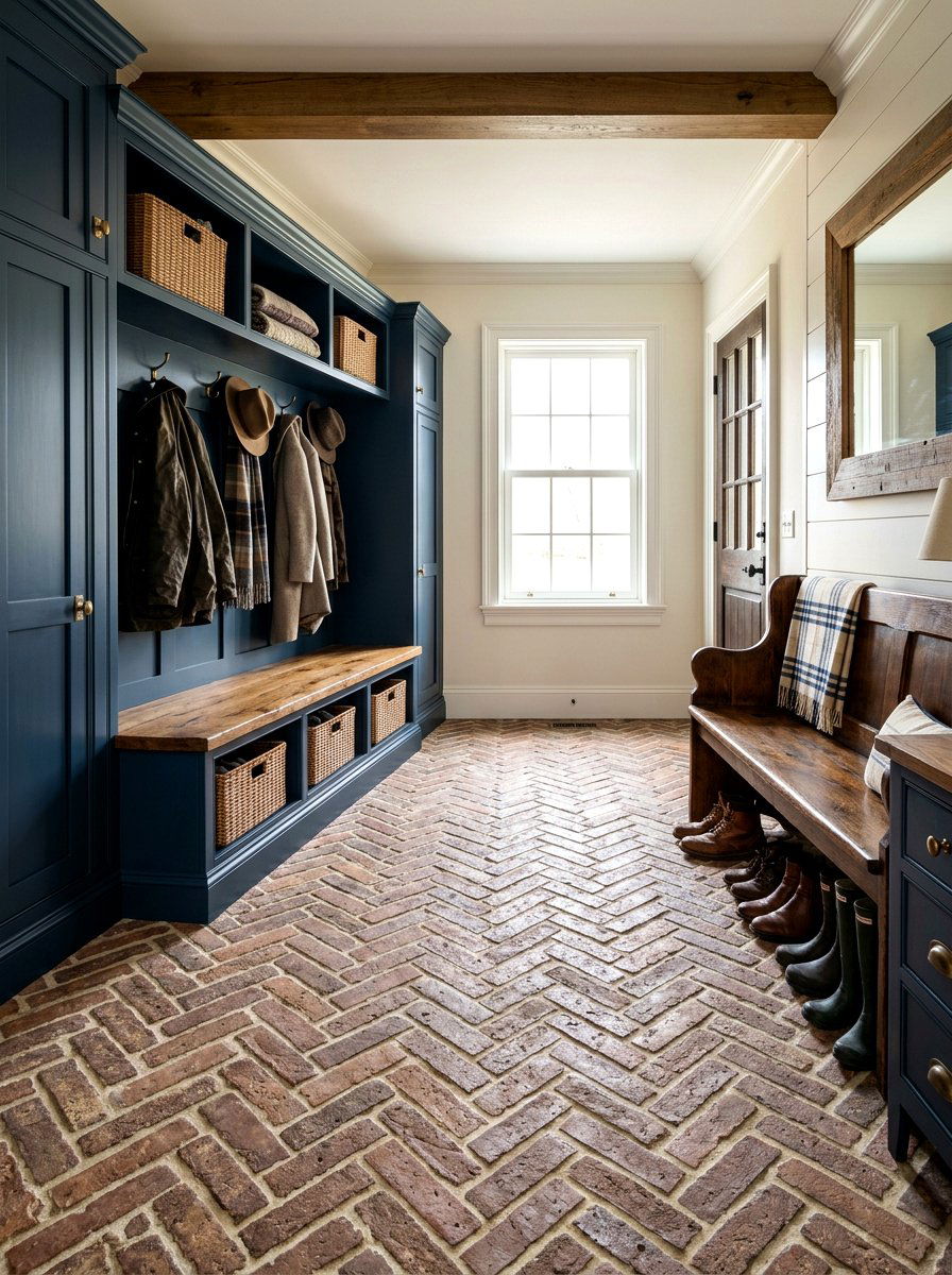 Brick floor mudroom - 30 designer mudroom ideas