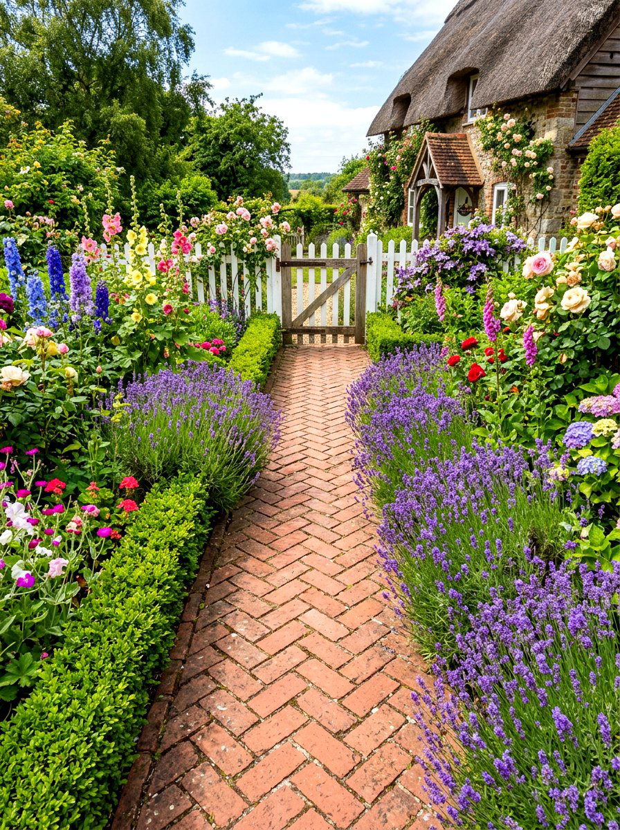 Brick herringbone garden walkway - 30 secret path garden ideas