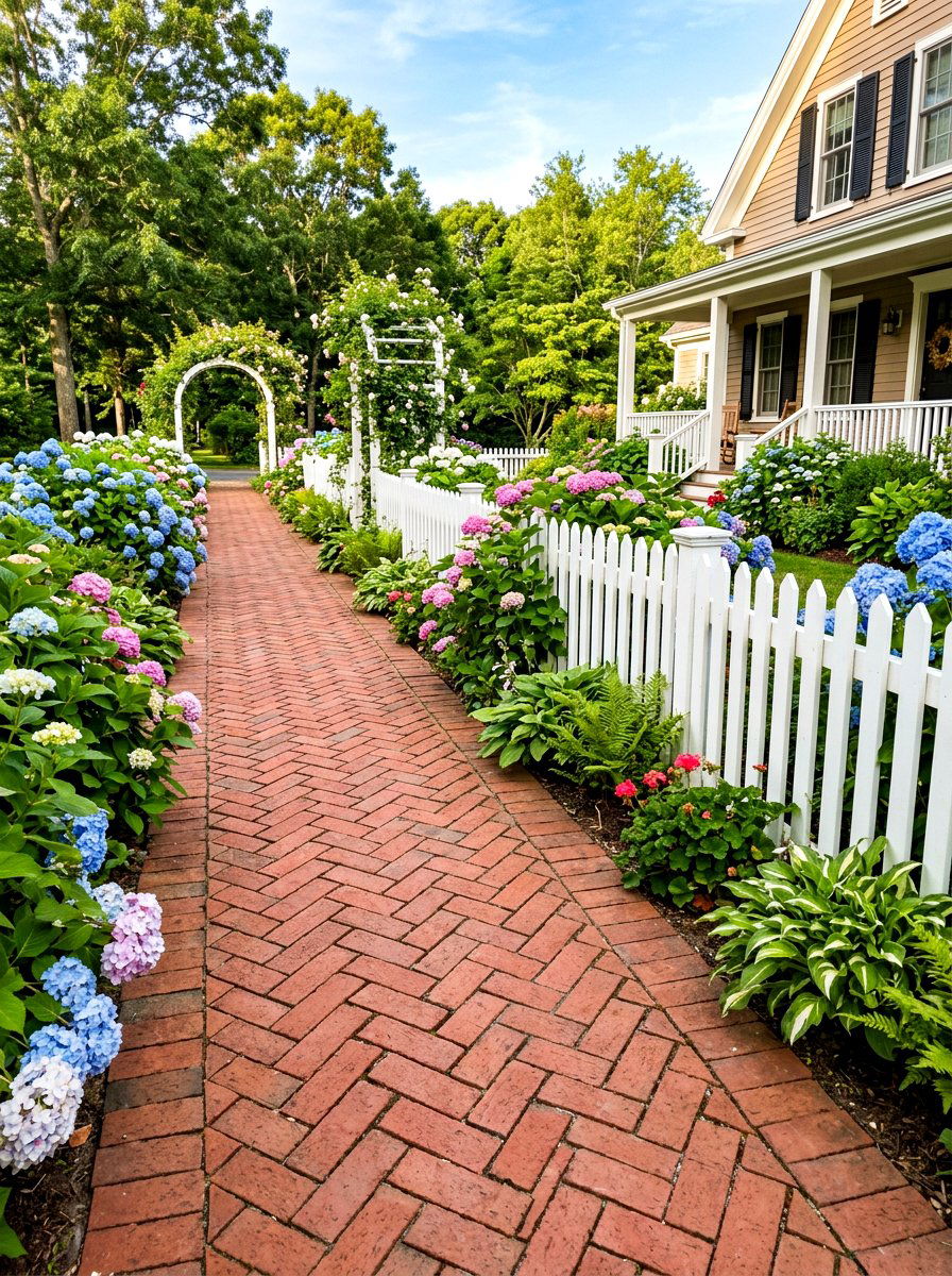 Brick herringbone walkway - 30 front yard pathway ideas