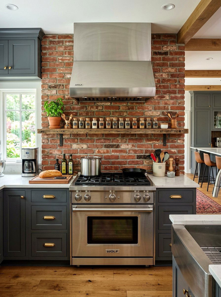 Brick kitchen backsplash - 30 French country kitchen ideas