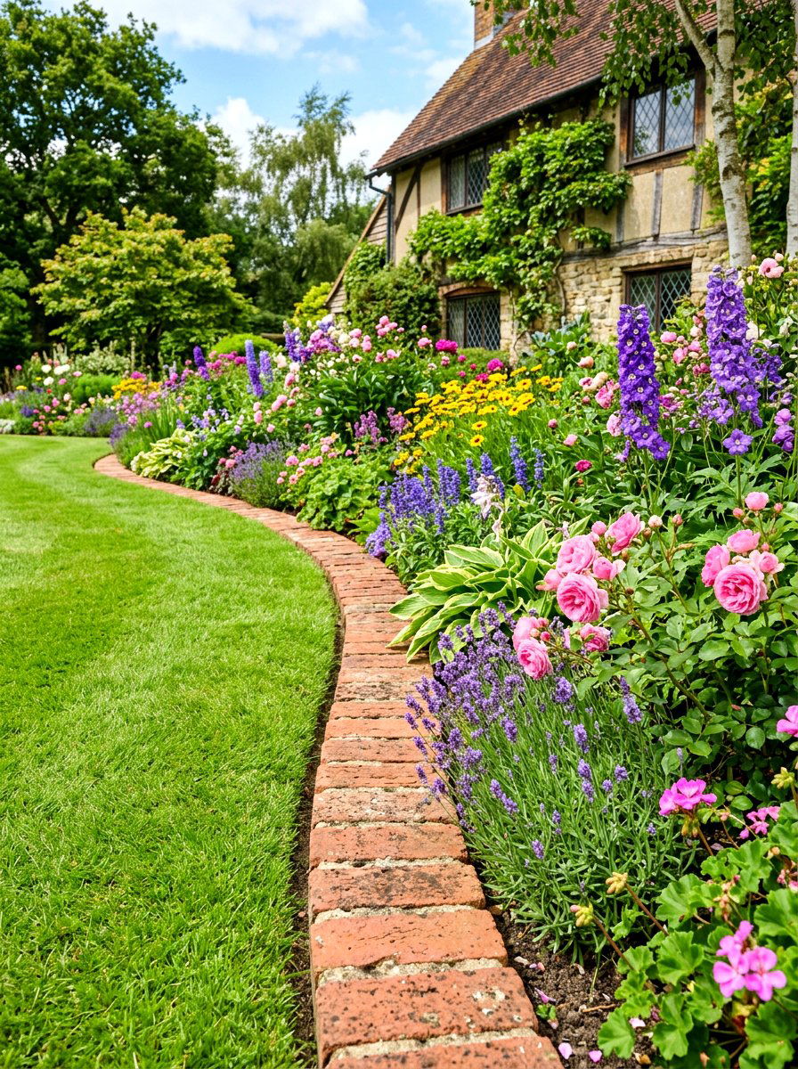 Brick lawn edging - 30 lawn edging ideas