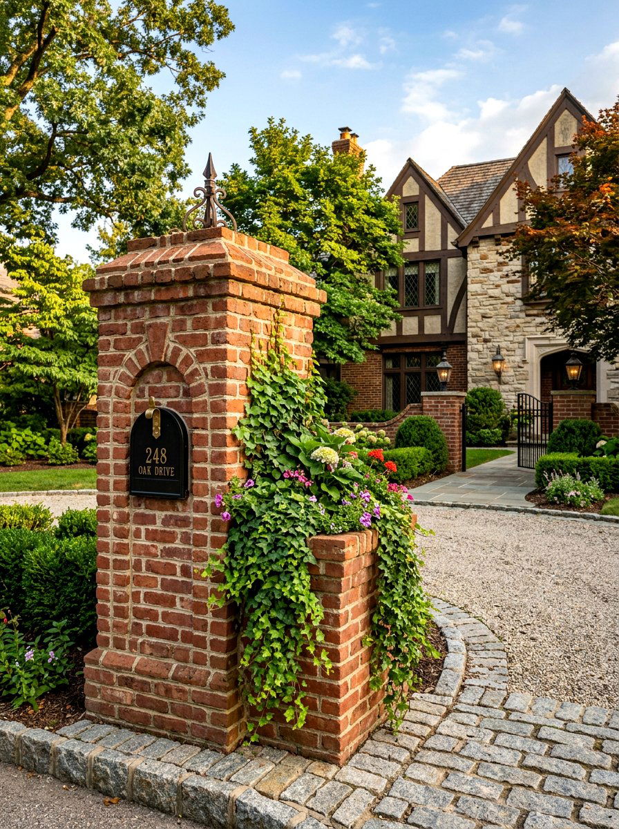 Brick mailbox flower box - 30 mailbox planter box ideas