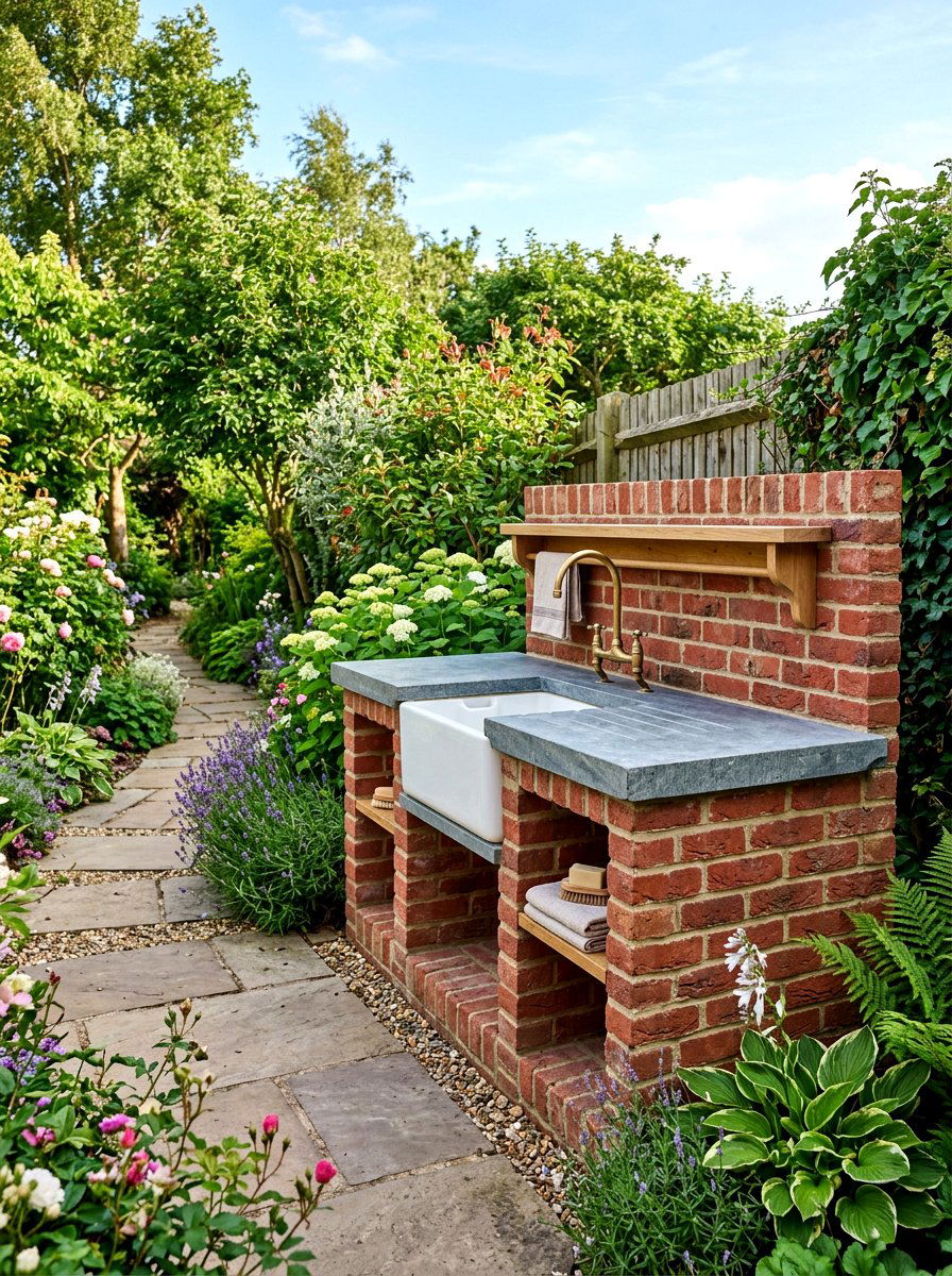 Brick masonry outdoor wash station - 30 outdoor sink station ideas
