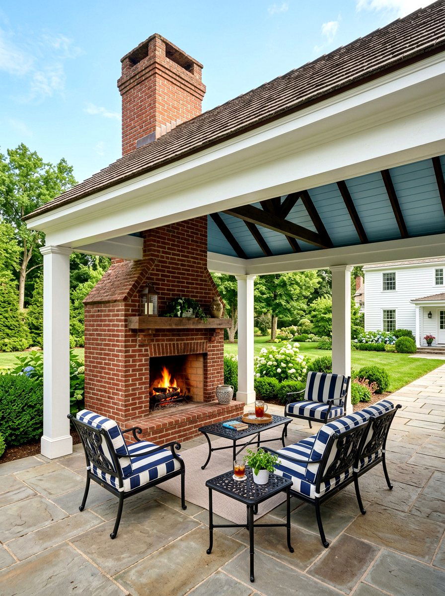 Brick outdoor fireplace pavilion - 30 pavilion fireplace ideas
