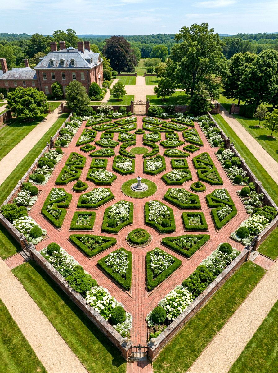 Brick parterre garden - 30 formal front garden ideas