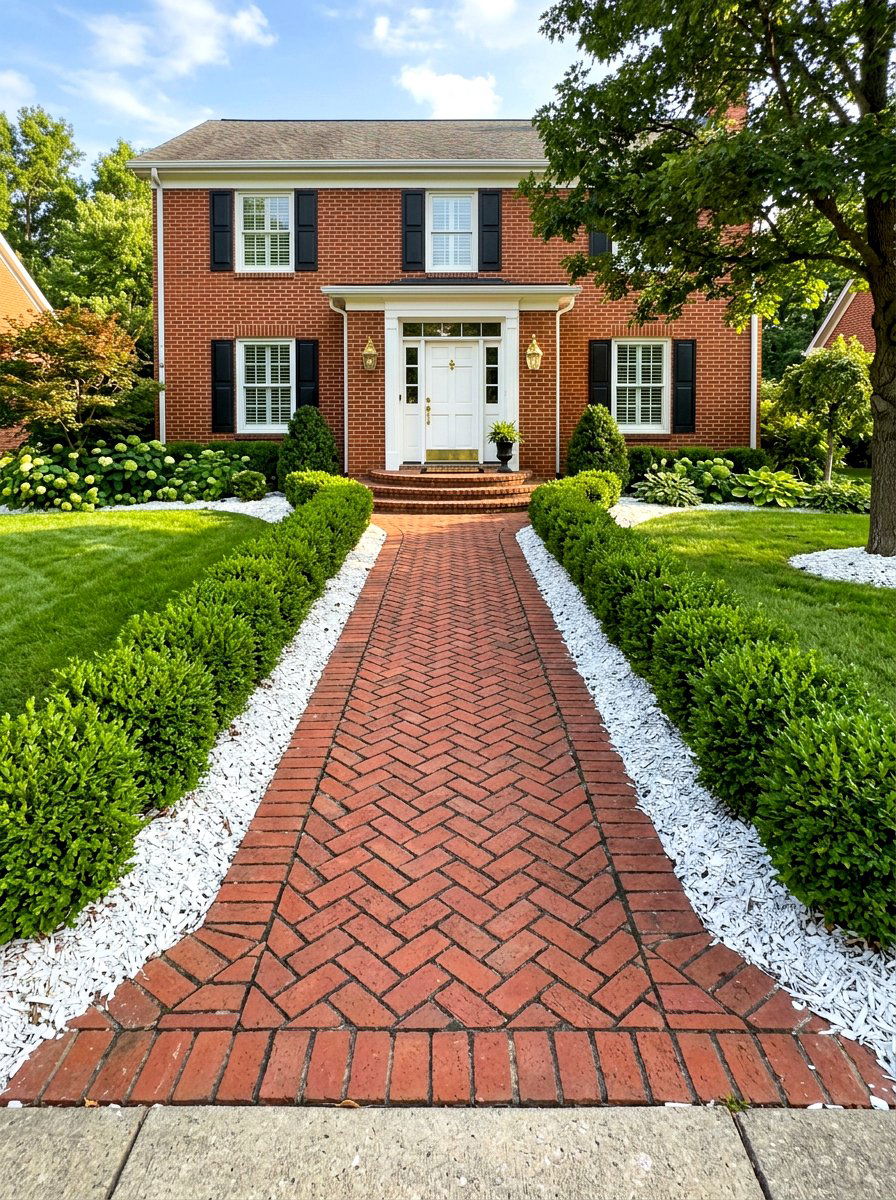 Brick path front yard - 30 low maintenance front yard ideas