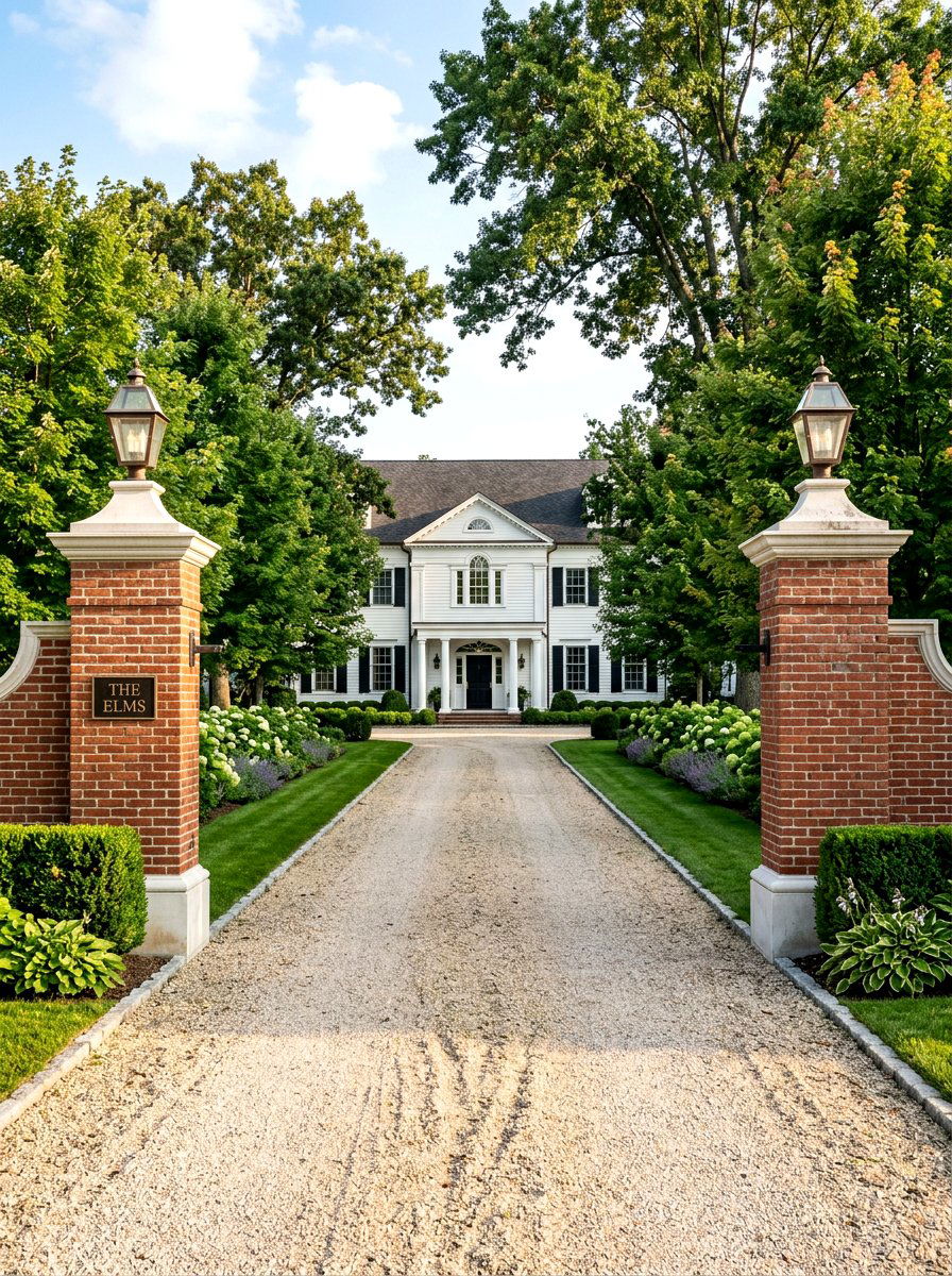 Brick pier entrance - 30 colonial front yard ideas