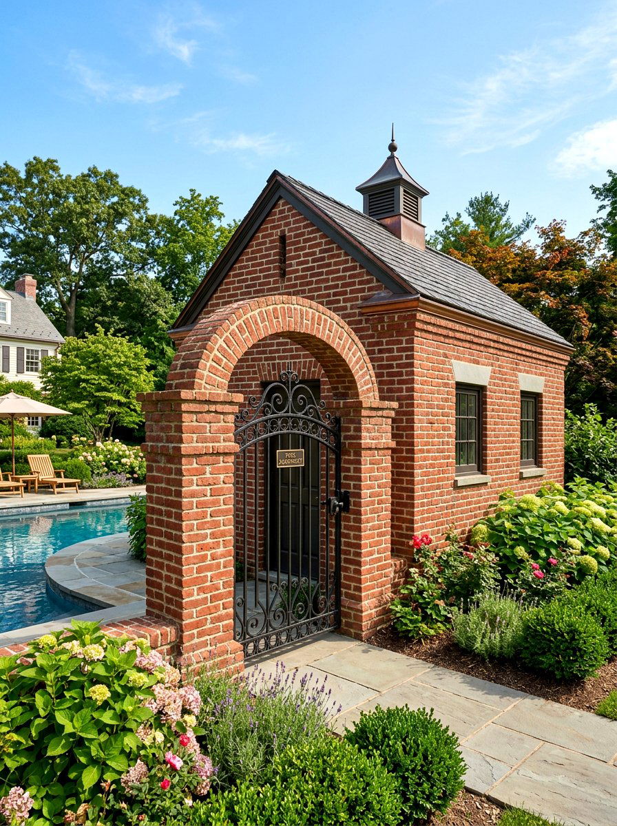 Brick pool equipment enclosure - 30 pool equipment enclosure ideas