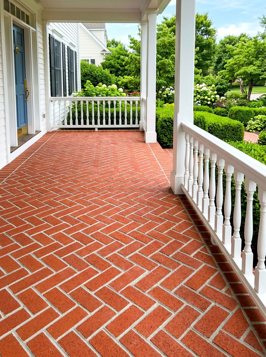Brick porch flooring - 30 colonial front porch ideas