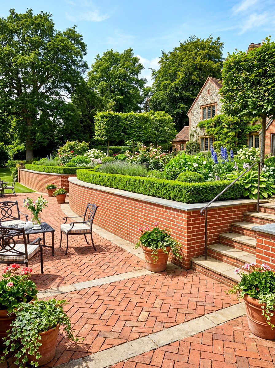 Brick retaining wall - 30 sloped backyard retaining wall ideas