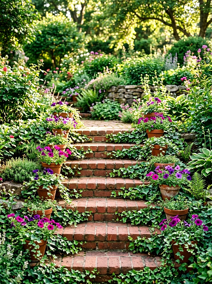 Brick step greenery - 30 charming stoop decor ideas