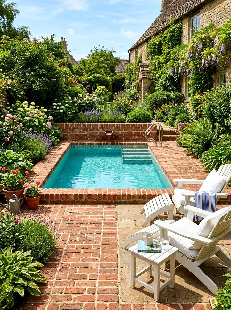 Brick surround plunge pool - 30 plunge pool backyard ideas aesthetic