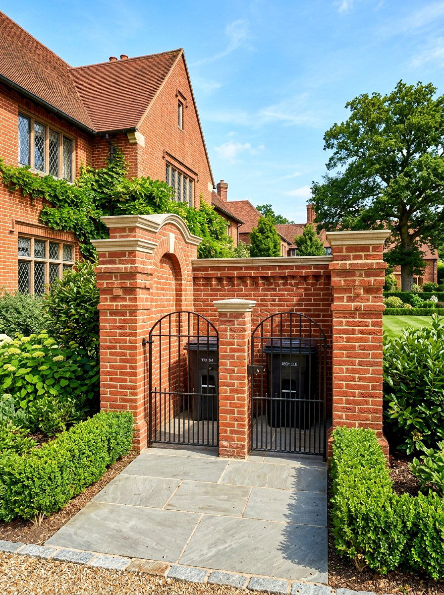 Brick trash can wall - 30 trash can enclosure ideas