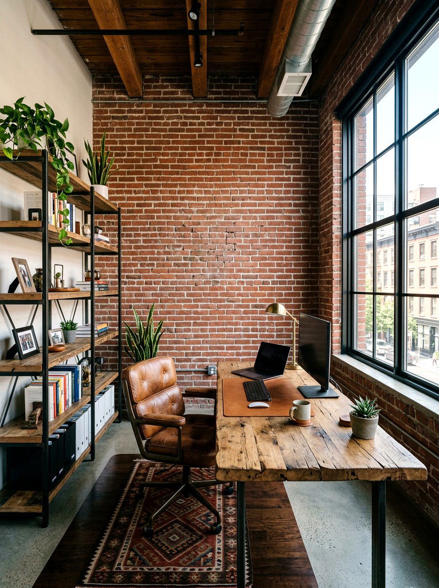 Brick veneer office wall - 30 office accent wall ideas