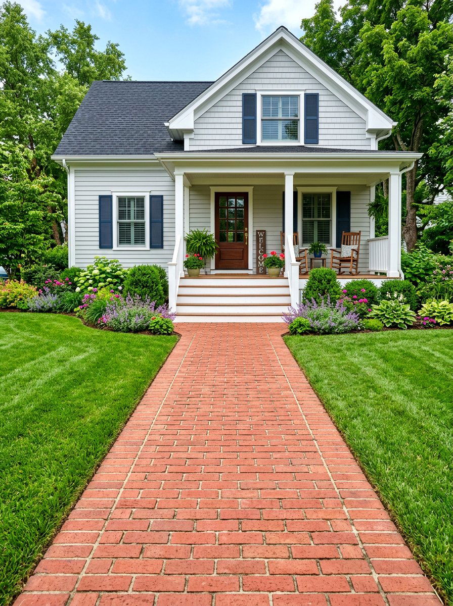 Brick walkway to porch - 30 colonial front porch ideas