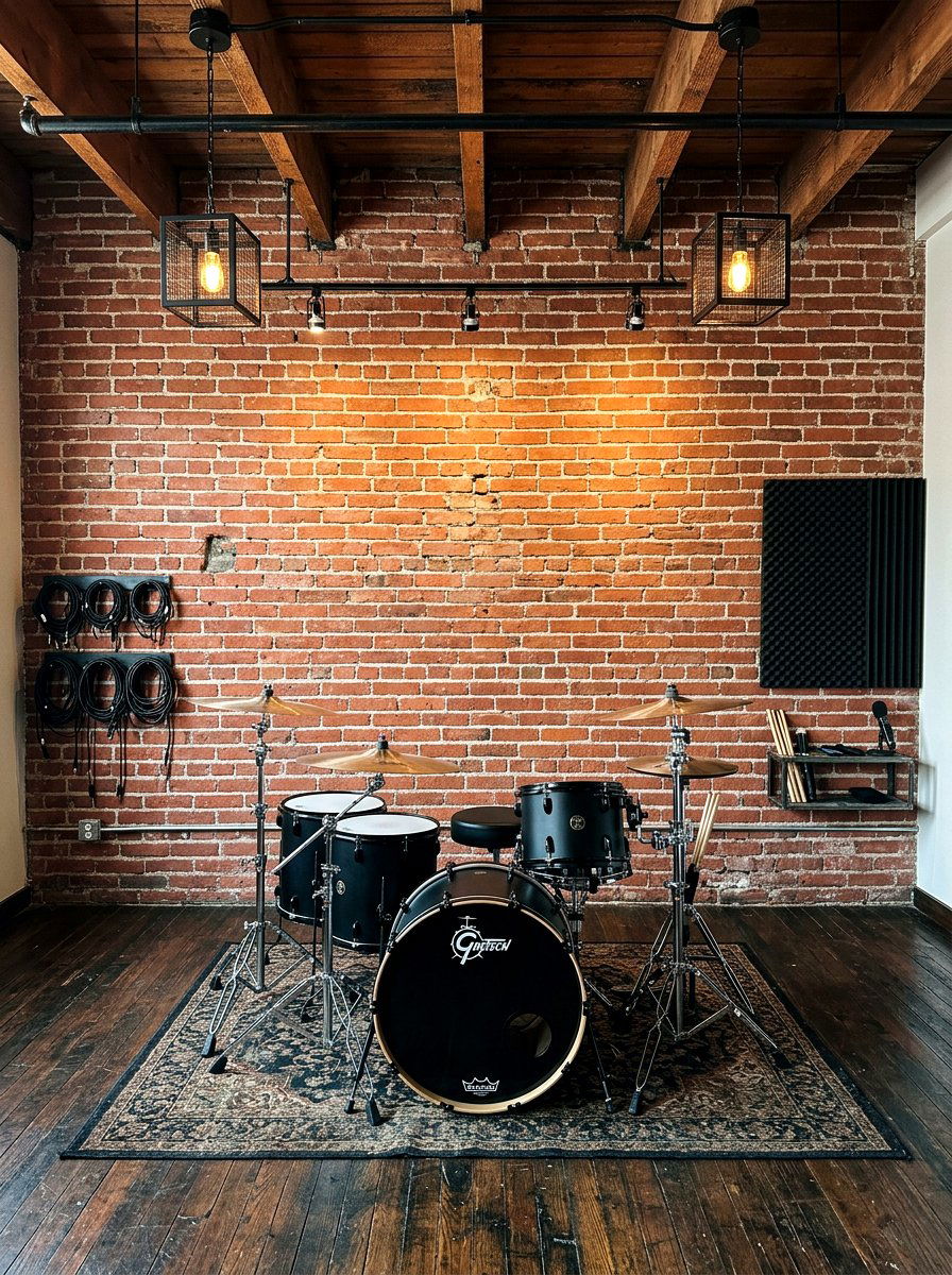 Brick wall drum room - 30 drum room ideas