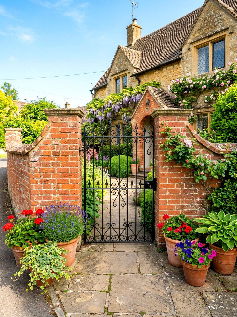 Brick wall entry gate - 30 cottage gate curb appeal ideas