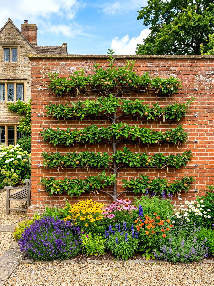 Brick wall espalier - 30 espalier wall garden ideas
