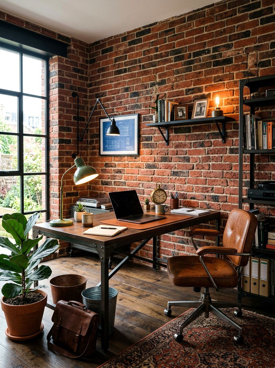 Brick wall home office - 30 brick accent wall ideas