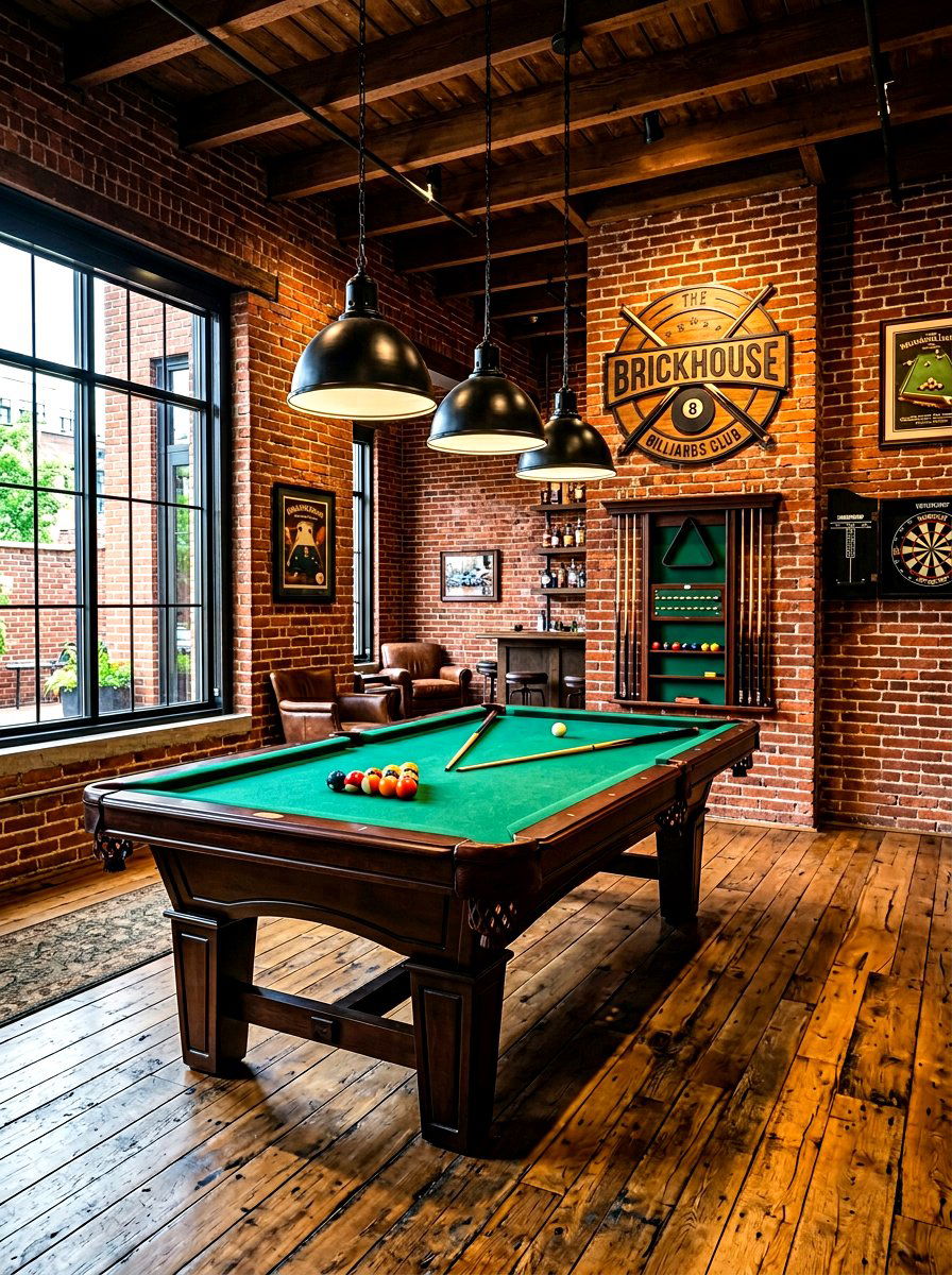 Brick wall pool room - 30 billiards room ideas