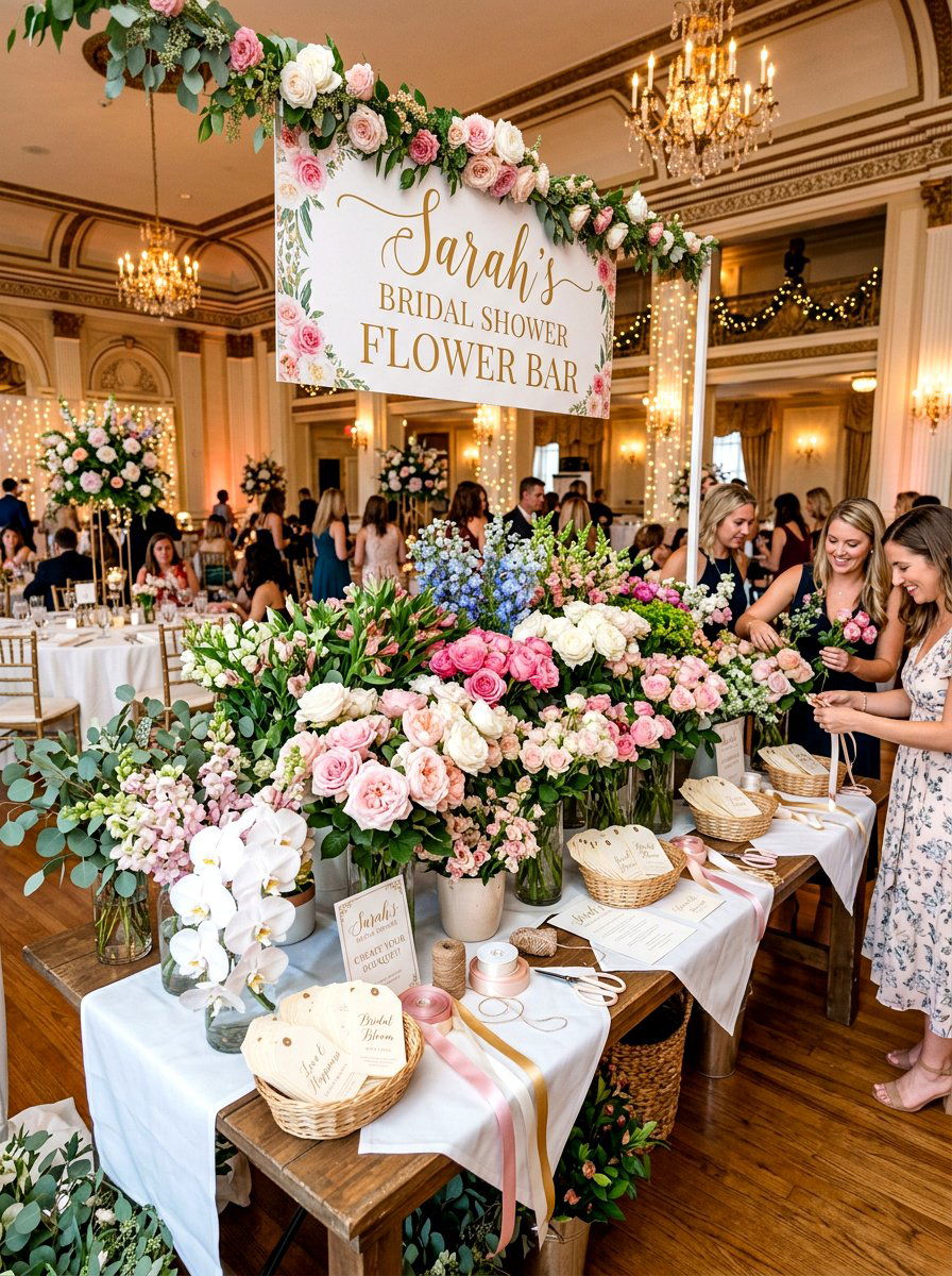 Bridal Shower Flower Bar - 30 flower arranging party ideas