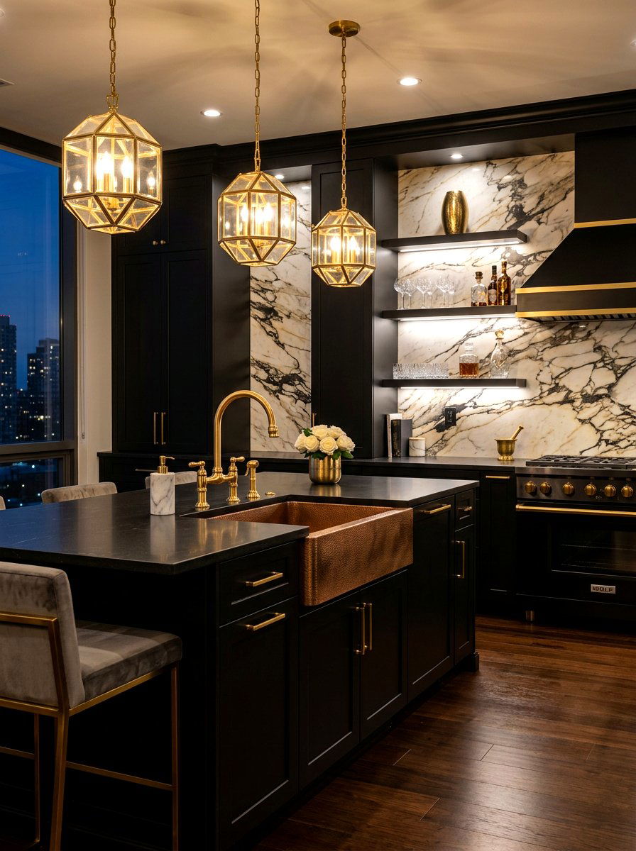 Bridge Faucet Black Cabinets Gold Accents - 30 bridge faucet kitchen ideas