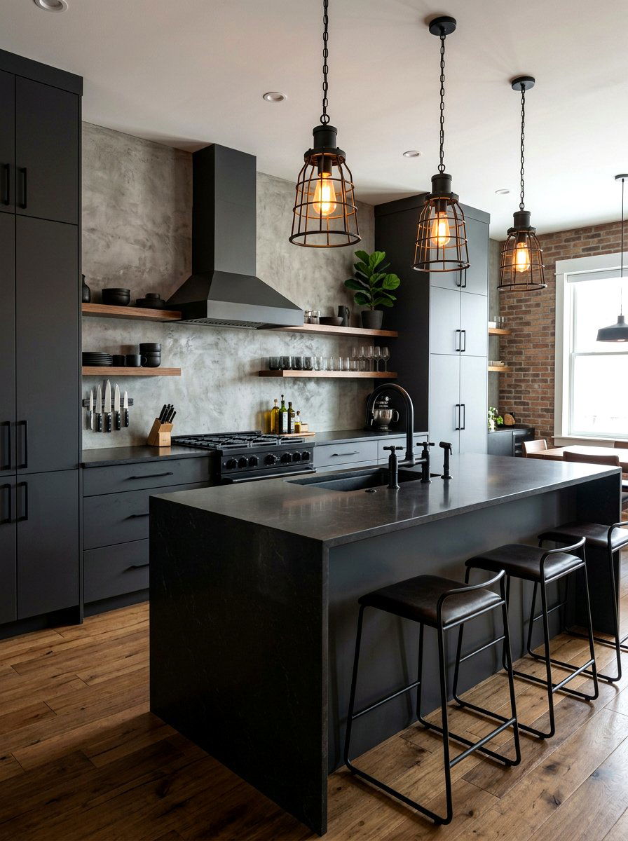 Bridge Faucet Dark Grey Cabinets Industrial Lighting - 30 bridge faucet kitchen ideas