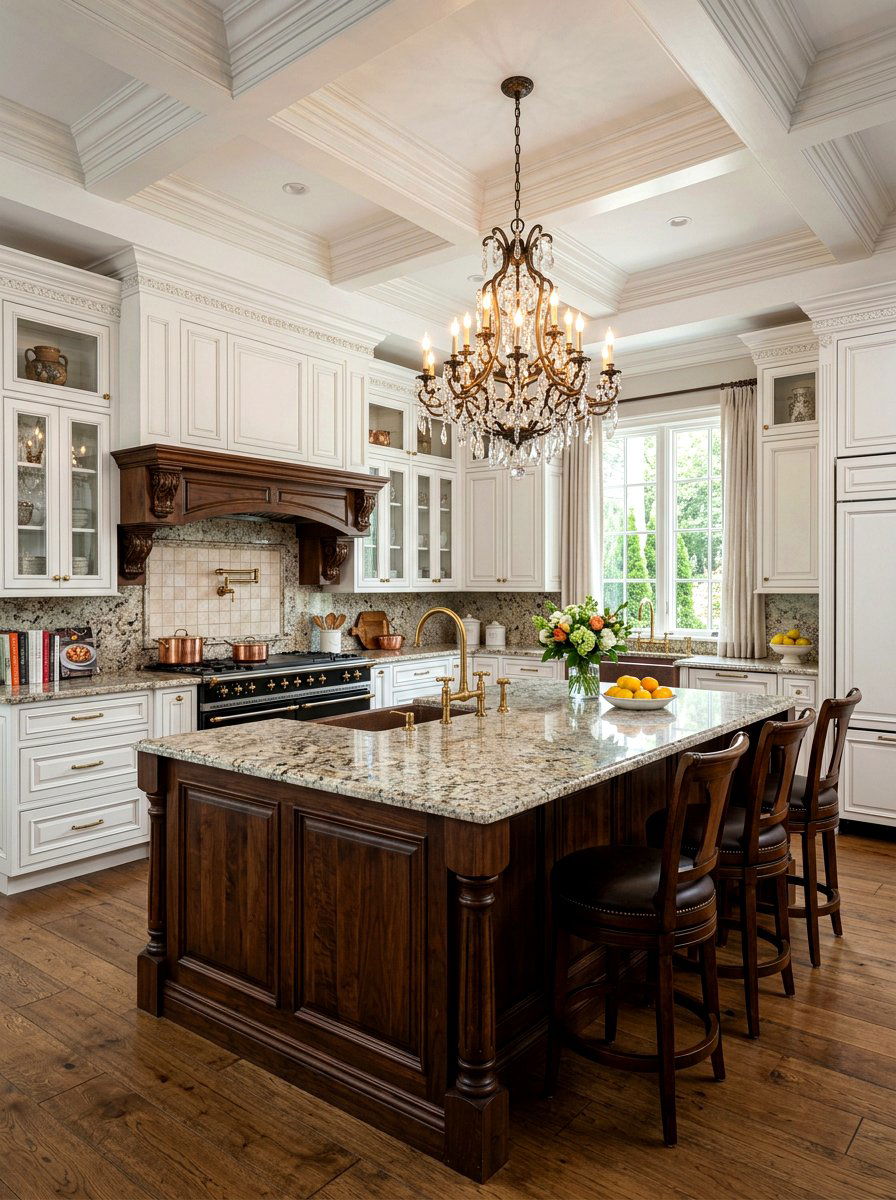 Bridge Faucet Granite Countertops Wood Island - 30 bridge faucet kitchen ideas